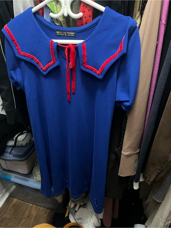 Dresses & Skirts - Hell Cat Punks Blue Sailor Dress “Villain” and Cross accents